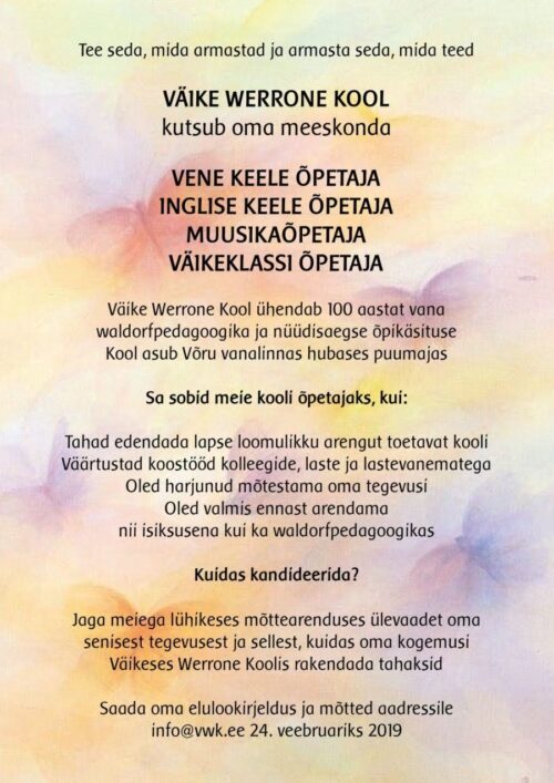 õpetajate kuulutus veebruar 2019-01